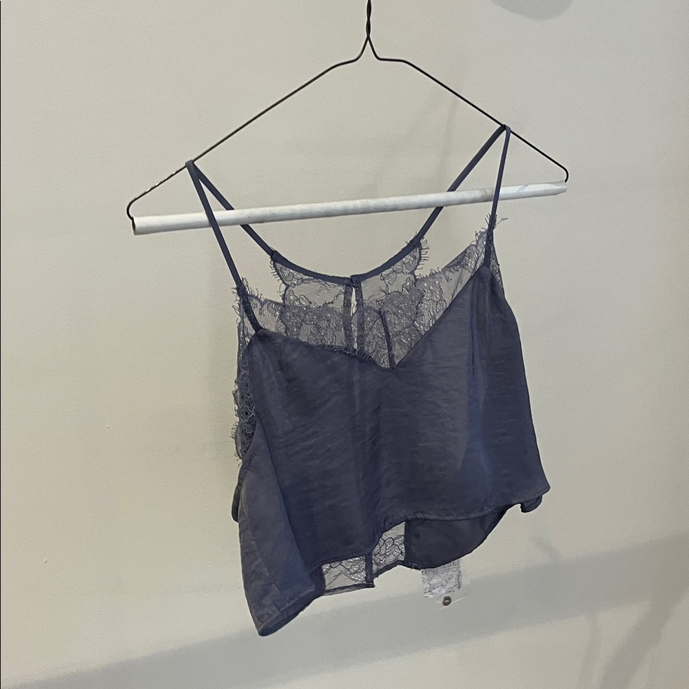Free People Lavender Lace Trim Top
